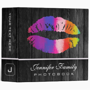 Rainbow Lips Family Photo Books Wood Look Binder