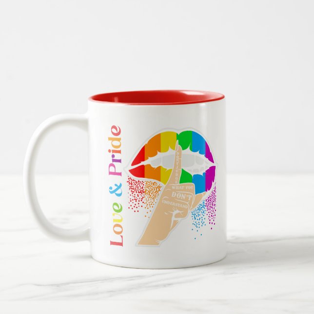 Rainbow Lips Lgbt Pride Two-Tone Coffee Mug (Left)