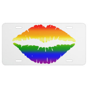 Rainbow Lips License Plate