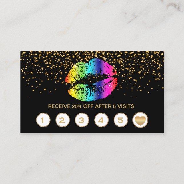 Rainbow Lips Loyalty Cards on Black (Front)