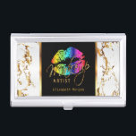 Rainbow Lips on Gold & White Marble Business Card Case<br><div class="desc">Professional Business Card Holders in a Rainbow Lips on Gold & White Marble design print with DIY Text. ⭐This Product is 100% Customizable. Graphics and text can be deleted, moved, resized, changed around, rotated, etc... 99% of my designs in my store are done in layers. This makes it easy for...</div>