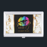 Rainbow Lips on Gold & White Marble Business Card Case<br><div class="desc">Professional Business Card Holders in a Rainbow Lips on Gold & White Marble design print with DIY Text. ⭐This Product is 100% Customizable. Graphics and text can be deleted, moved, resized, changed around, rotated, etc... 99% of my designs in my store are done in layers. This makes it easy for...</div>