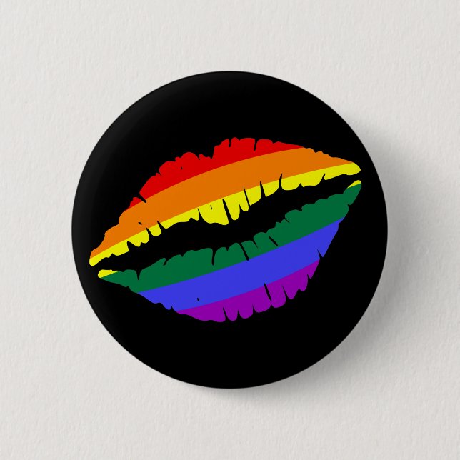Rainbow Lips Pinback Button (Front)