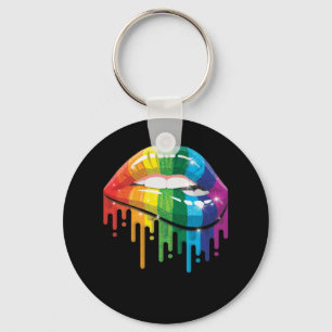 Rainbow Lips Pride Gay Lesbian LGB Gift Keychain