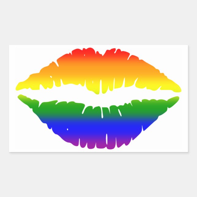 Rainbow Lips Rectangular Sticker (Front)