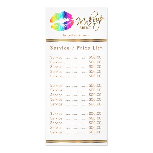 Rainbow Lips  _ Service  Price List Rack Card