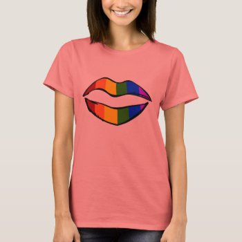 Rainbow Lips T-shirt by rdwnggrl at Zazzle
