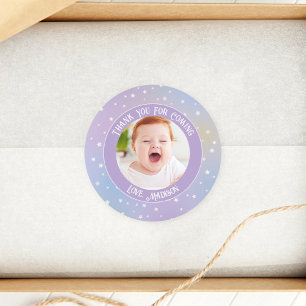 Rainbow Little Stars Photo Thank You For Coming Classic Round Sticker