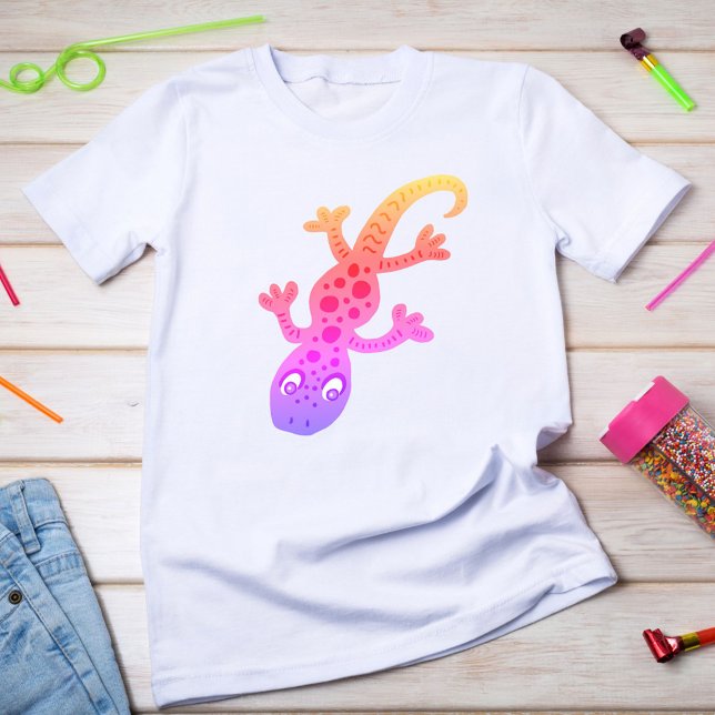 Rainbow Lizard Gecko Clip Art Illustration T-Shirt (Creator Uploaded)