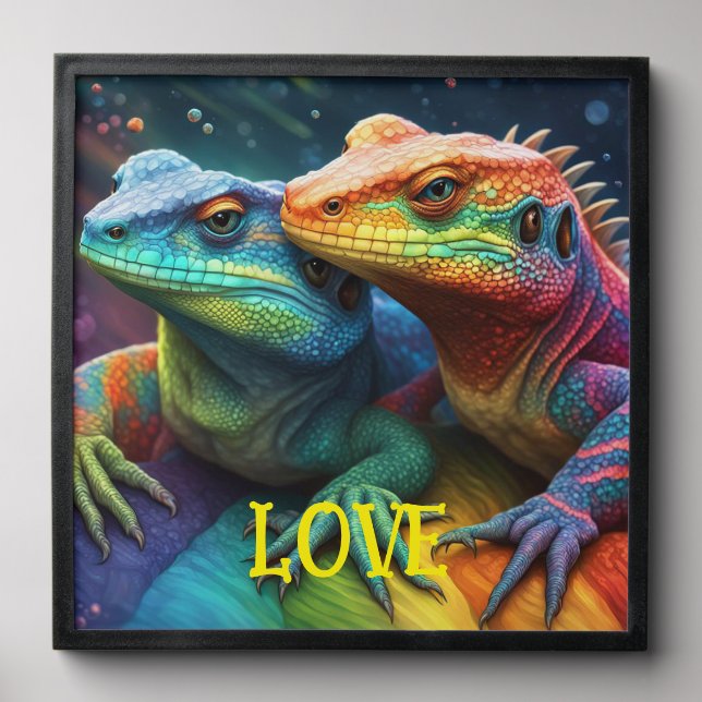 Rainbow lizards in love peel and stick photo tile (Front Set)