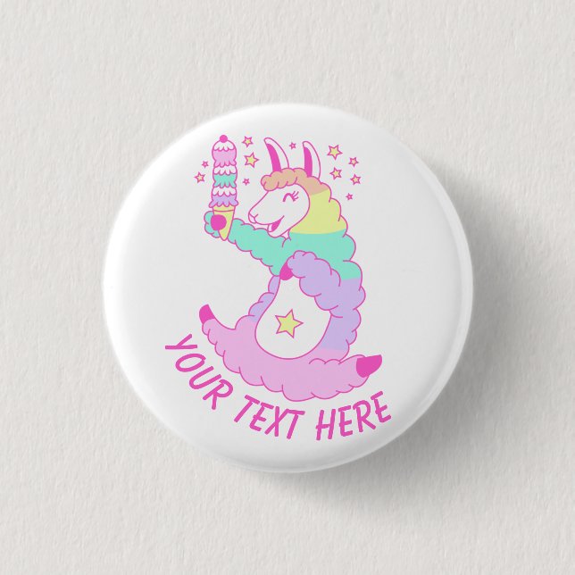 Rainbow Llama  Button (Front)