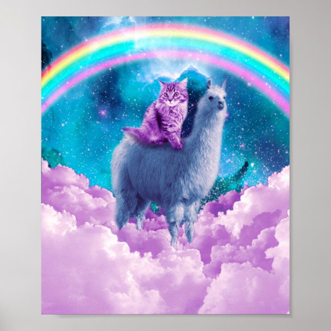 Rainbow Llama - Cat Llama Poster (Front)