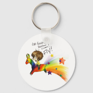 Rainbow Llama Keychain