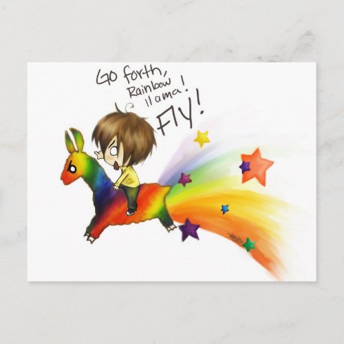 Rainbow Llama Postcard