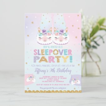 rainbow-llama-sleepover-birthday-party-slumber-invitation-zazzle