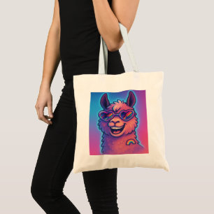 Rainbow Llama with Heart Pride Shades Tote Bag
