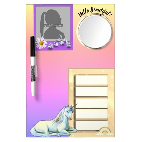 Rainbow locker memo with photo write on dry erase board with mirror