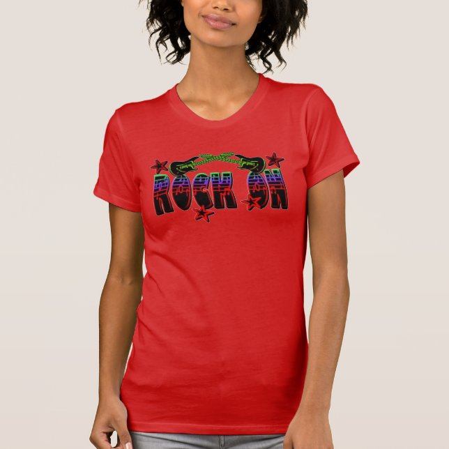 Rainbow Logo Rock On Guitars & Stars T-Shirt (Front)