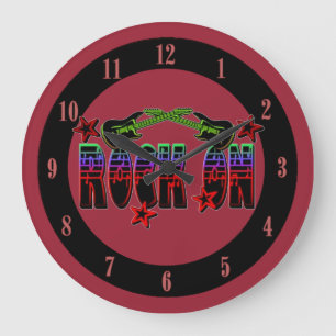 Rainbow Logo Rock On Guitars & Stars Wall Clock