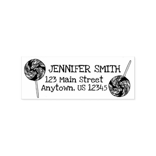 Rainbow Lollipop Candy Shop Personalized Address Rubber Stamp (Imprint)