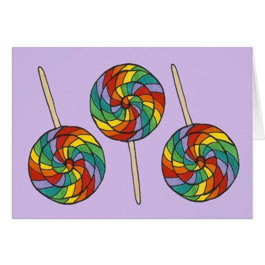 Rainbow Lollipop Candy Shop Pride Lolly Purple Cards (Front Horizontal)