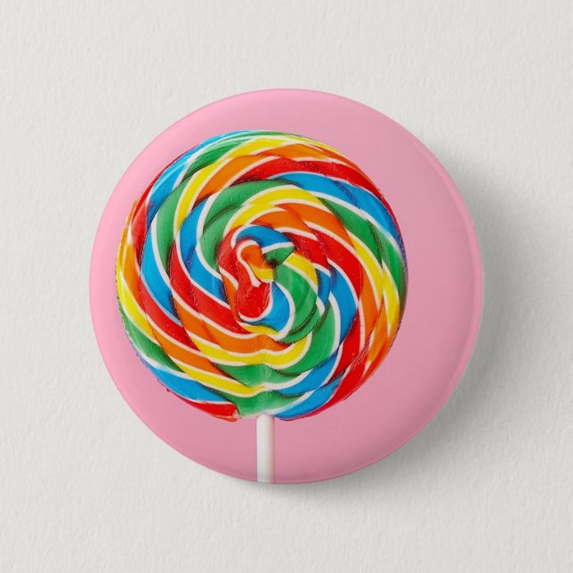 Rainbow Lollipop Pinback Button (Front)