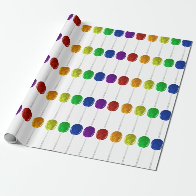 Rainbow Lollipop Wrapping Paper (Unrolled)