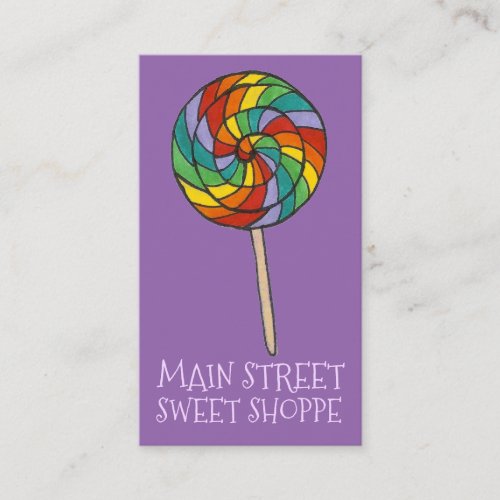 Rainbow Lolly Lollipop Candy Sweet Shop Shoppe Business Card