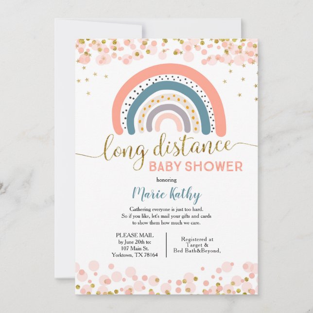 Rainbow Long Distance Baby Shower Invitation (Front)