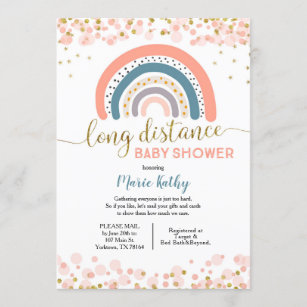 Rainbow Long Distance Baby Shower Invitation