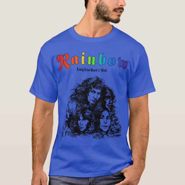 Rainbow long live rock roll retro funny T-Shirt (Front)