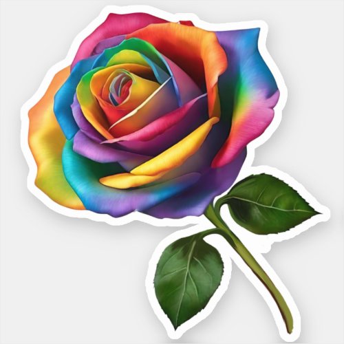 Rainbow Long Stem Rose_ Sticker