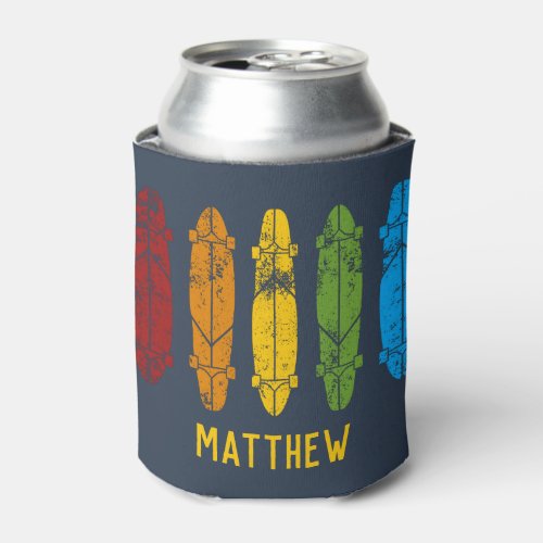 Rainbow Longboards Skateboards Personalized Can Cooler