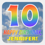 [ Thumbnail: Rainbow Look "10" & "Happy Birthday", Clouds, Sky Sticker ]