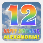 [ Thumbnail: Rainbow Look "12" & "Happy Birthday", Clouds, Sky Sticker ]