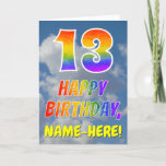 [ Thumbnail: Rainbow Look "13" & "Happy Birthday", Clouds, Sky Card ]