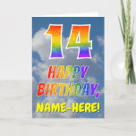 [ Thumbnail: Rainbow Look "14" & "Happy Birthday", Clouds, Sky Card ]