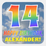 [ Thumbnail: Rainbow Look "14" & "Happy Birthday", Clouds, Sky Sticker ]