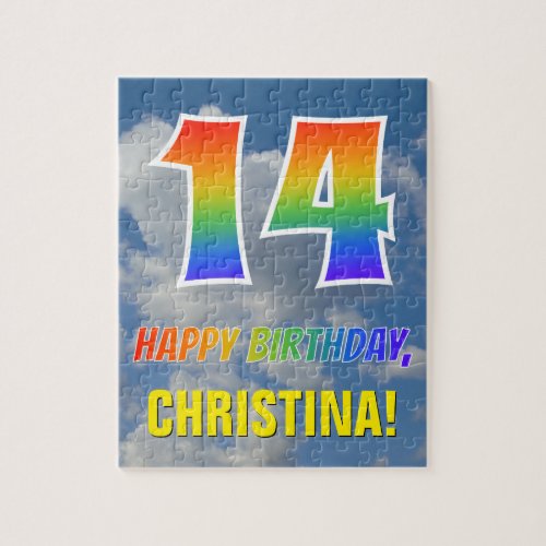 Rainbow Look 14  HAPPY BIRTHDAY Cloudy Sky Jigsaw Puzzle