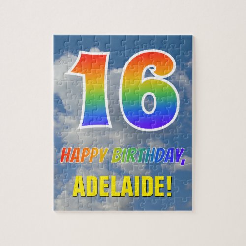 Rainbow Look 16  HAPPY BIRTHDAY Cloudy Sky Jigsaw Puzzle