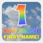 [ Thumbnail: Rainbow Look "1" & "Happy Birthday", Clouds, Sky Sticker ]