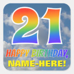 [ Thumbnail: Rainbow Look "21" & "Happy Birthday", Clouds, Sky Sticker ]