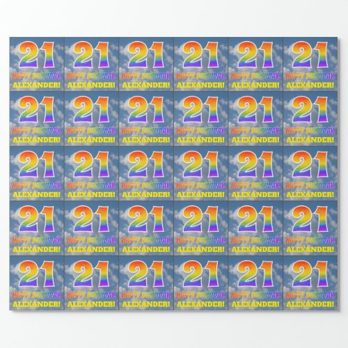 Rainbow Look 21  HAPPY BIRTHDAY Clouds Sky Wrapping Paper