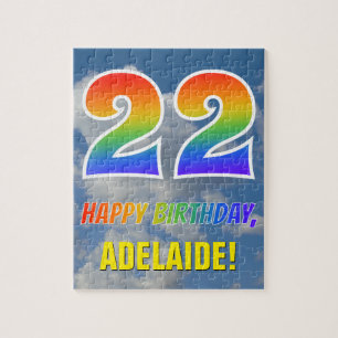 Rainbow Look "22" & "HAPPY BIRTHDAY", Cloudy Sky Jigsaw Puzzle