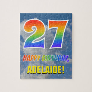 Rainbow Look "27" & "HAPPY BIRTHDAY", Cloudy Sky Jigsaw Puzzle
