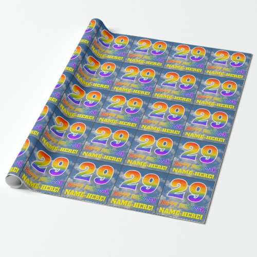 Rainbow Look 29  HAPPY BIRTHDAY Clouds Sky Wrapping Paper