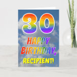 [ Thumbnail: Rainbow Look "30" & "Happy Birthday", Clouds, Sky Card ]