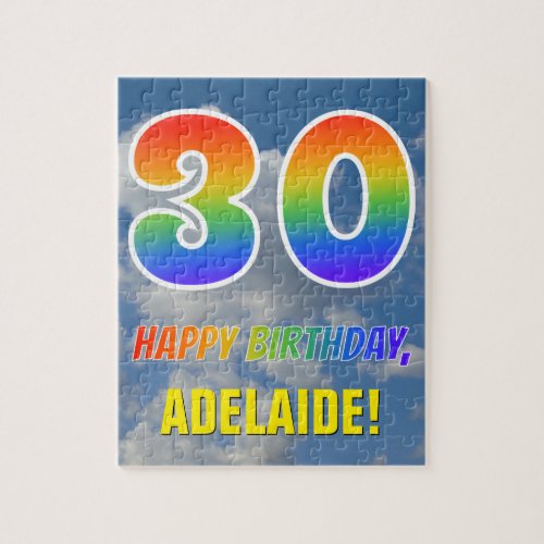 Rainbow Look 30  HAPPY BIRTHDAY Cloudy Sky Jigsaw Puzzle