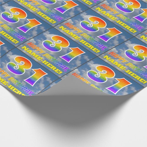 Rainbow Look 31  HAPPY BIRTHDAY Clouds Sky Wrapping Paper