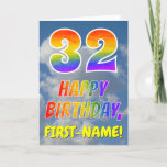 [ Thumbnail: Rainbow Look "32" & "Happy Birthday", Clouds, Sky Card ]